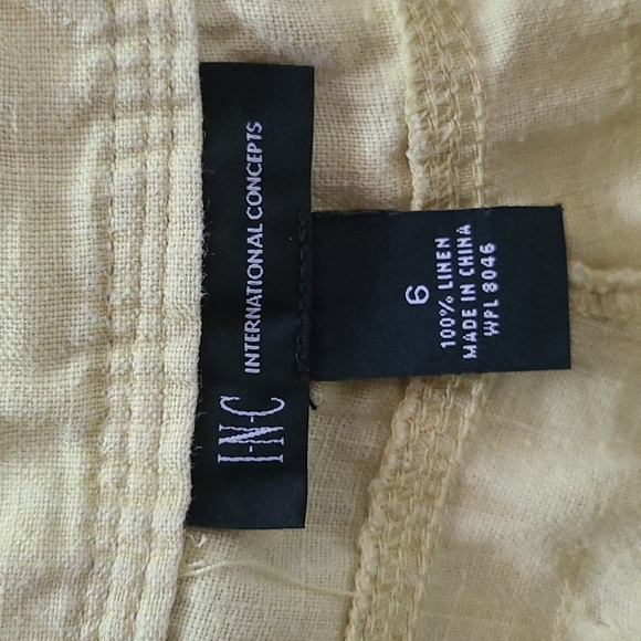 Linen Shorts INC Int'l. Concepts Size 6. Lemon/Lime. Pockets. - Picture 2 of 9